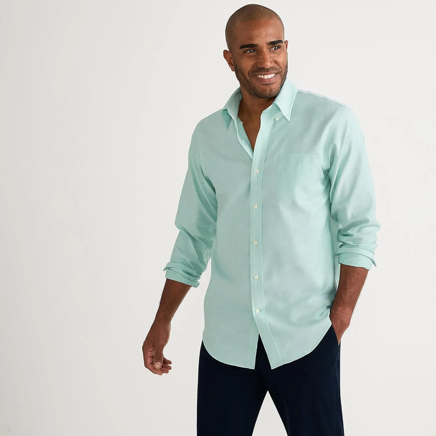 Lands' End Men's Traditional Fit Solid No Iron American-Grown Supima Oxford Dress Shirt
