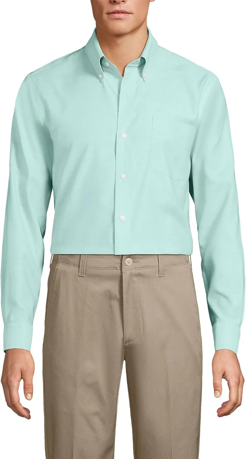 Lands' End Men's Traditional Fit Solid No Iron American-Grown Supima Oxford Dress Shirt