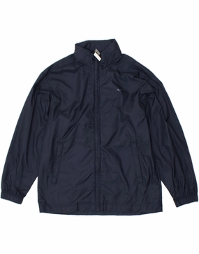 NIKE Boys Hooded Windbreaker Jacket 11-12 Years Navy Blue Polyester All-Weather Comfort suitable for weekend getaways