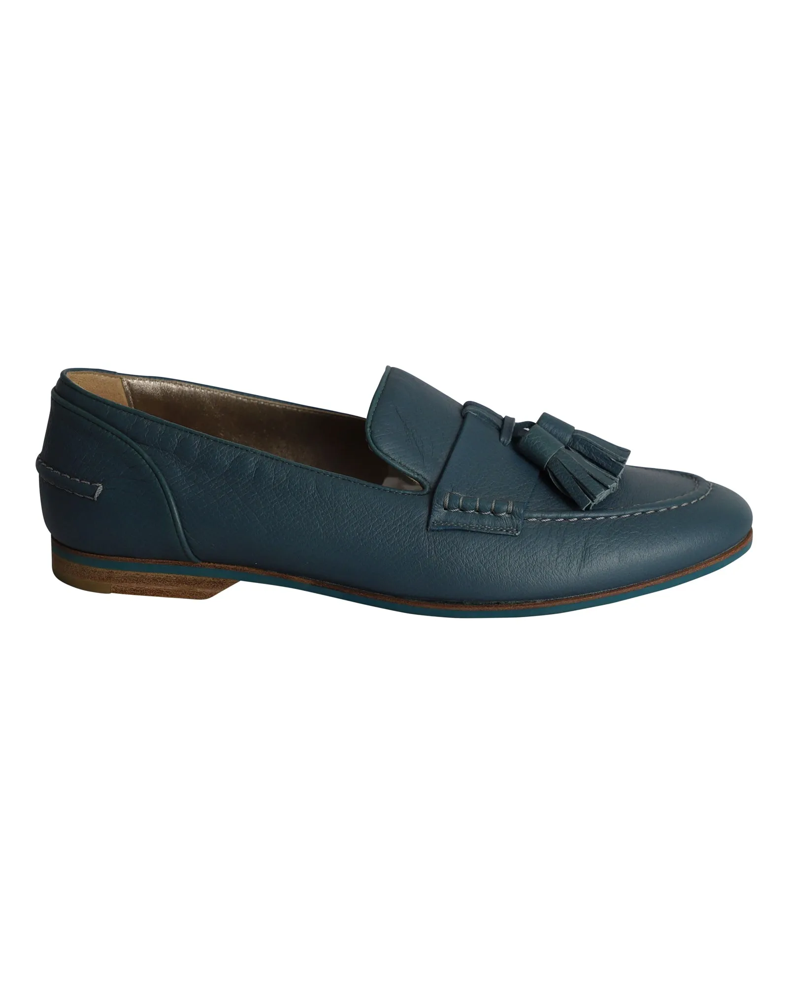 Elastic Goring Lanvin Tassel Loafers in Blue Leather