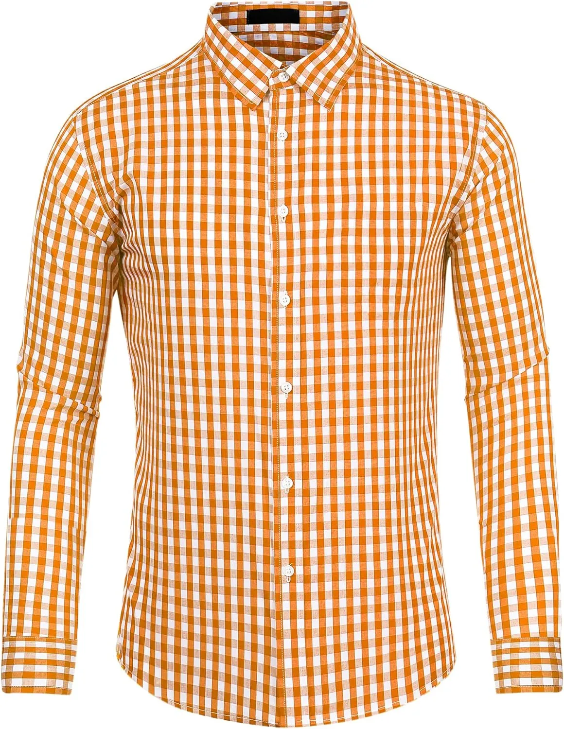 Lars Amadeus Men's Plaid Shirt Button Down Long Sleeves Dress Gingham Checkered Shirts