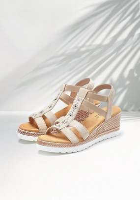 LASCANA Women's Espadrille Wedge Sandals Modern Fit Ribbon Tie