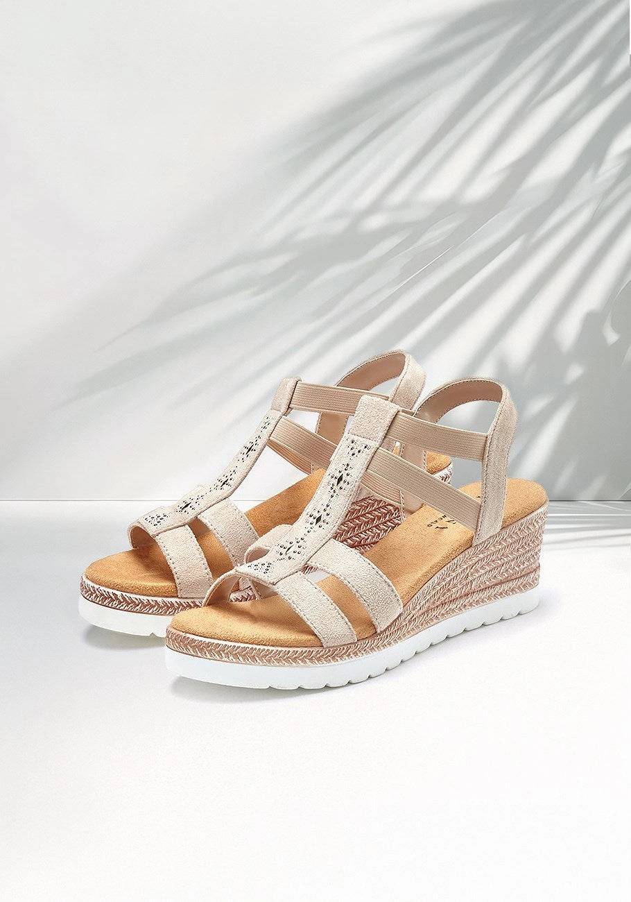 LASCANA Women's Espadrille Wedge Sandals Modern Fit Ribbon Tie
