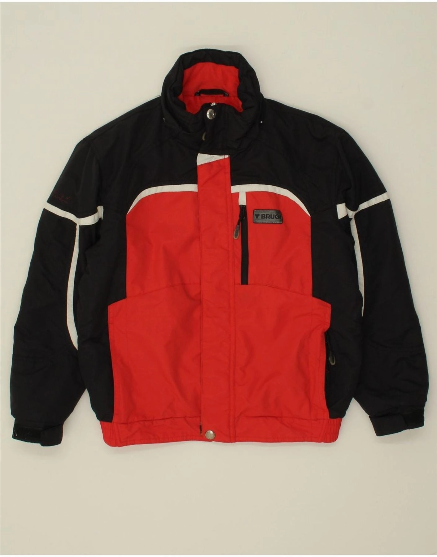 Necklace Double Stitched Seams BRUGI Boys Windbreaker Jacket 11-12 Years Red Colourblock Polyamide