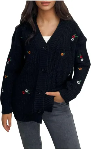 Lastesso Womens Cardigan Sweaters Knitted Fashion Fall Winter Clothes Breathable Button Open Front Sweaters Crochet Sweaters