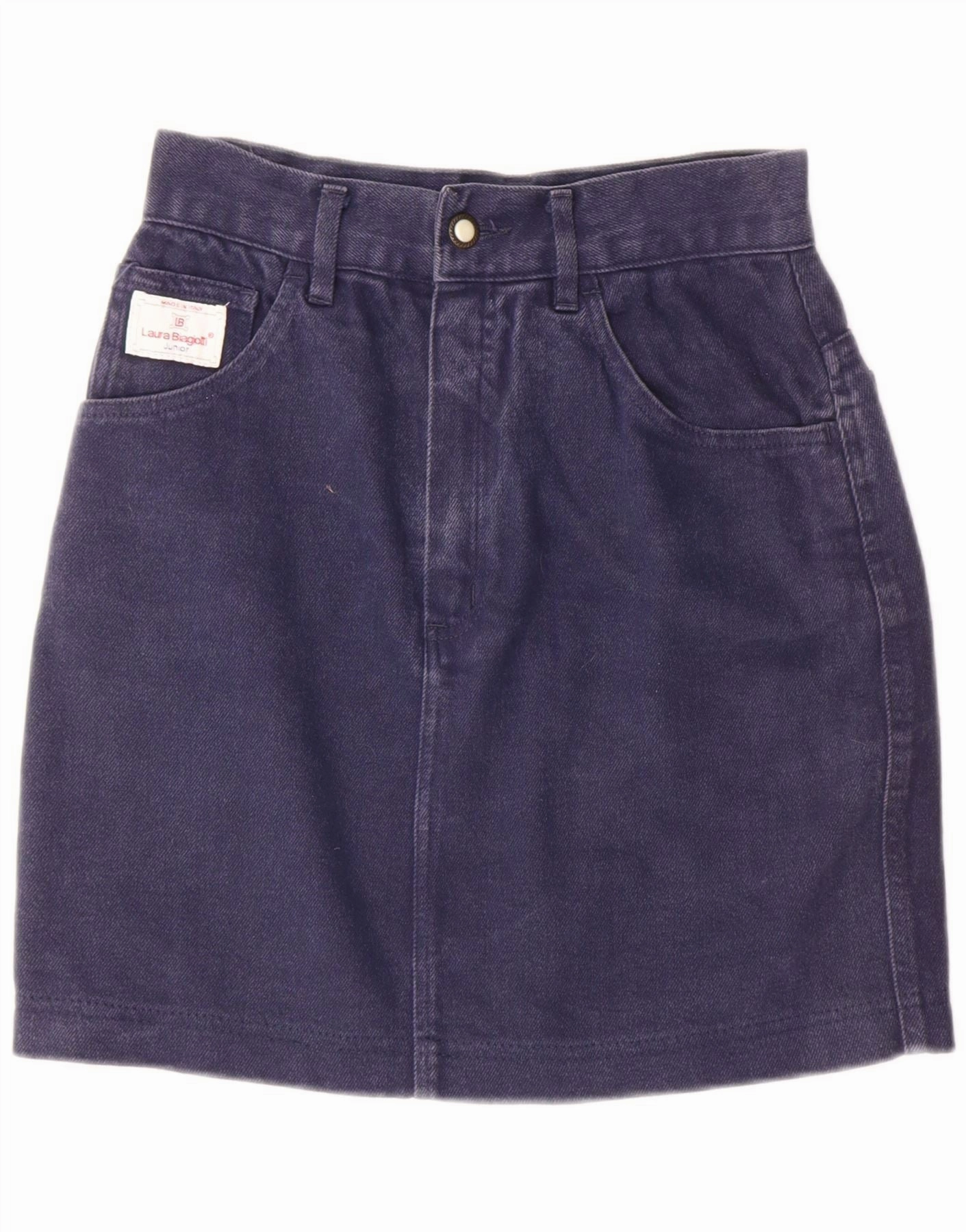 LAURA BIAGIOTTI Girls Denim Skirt 11-12 Years W26  Navy Blue Cotton Gathered Skirt