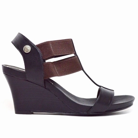Women's Stretch Wedge Heels In Black Leather City Ready