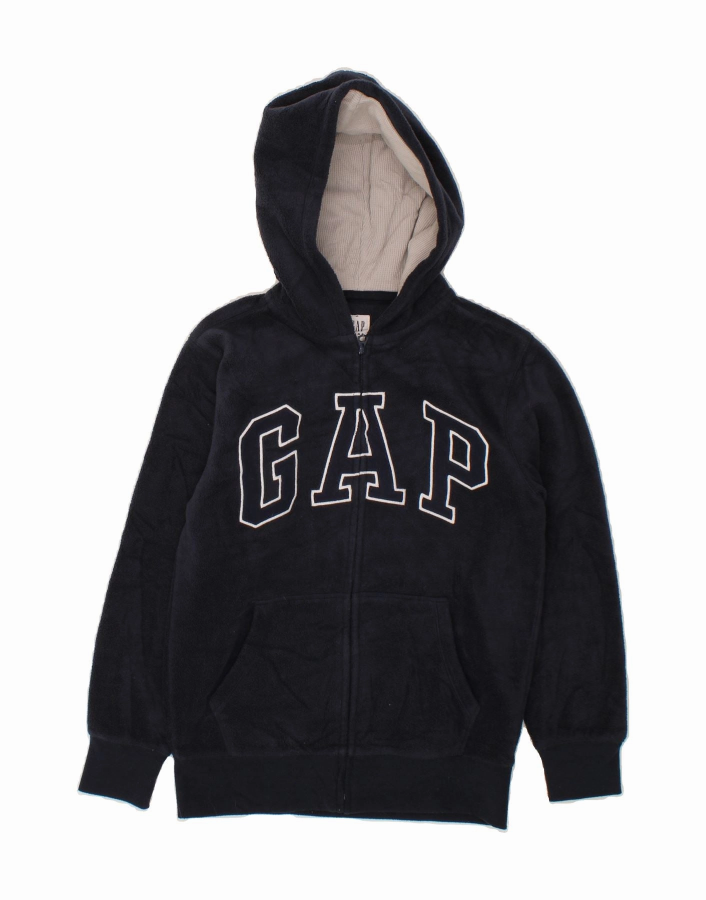 Lightweight Packable Build GAP Boys Graphic Hooded Fleece Jacket 12-13 Years XL  Navy Blue Polyester