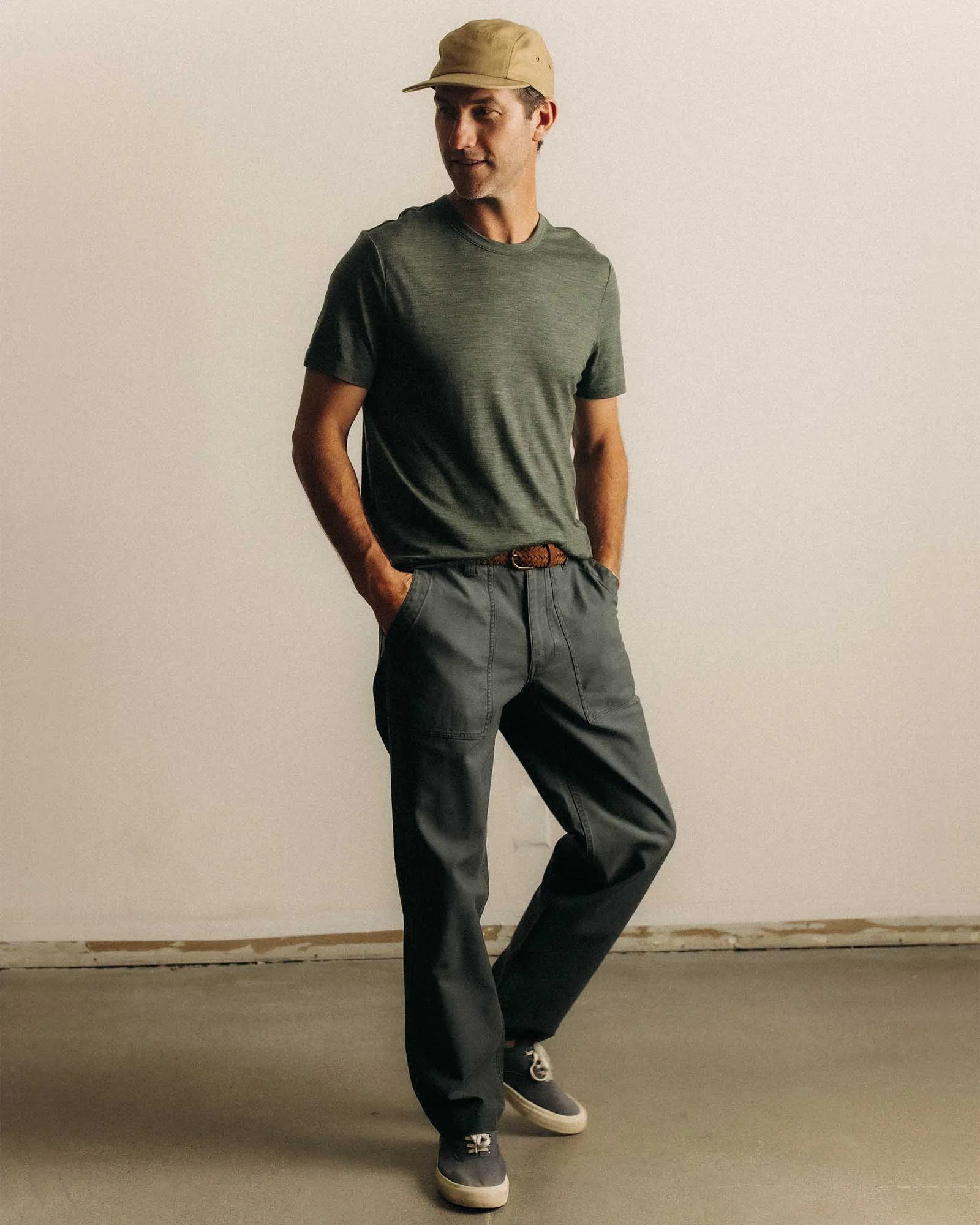 Stretchable The Merino Tee in Heather Army