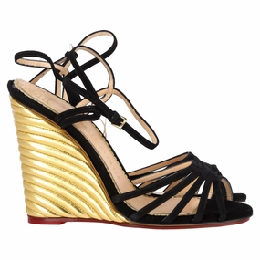 Moisture wicking Charlotte Olympia Ankle Strap Sandals in Black Suede