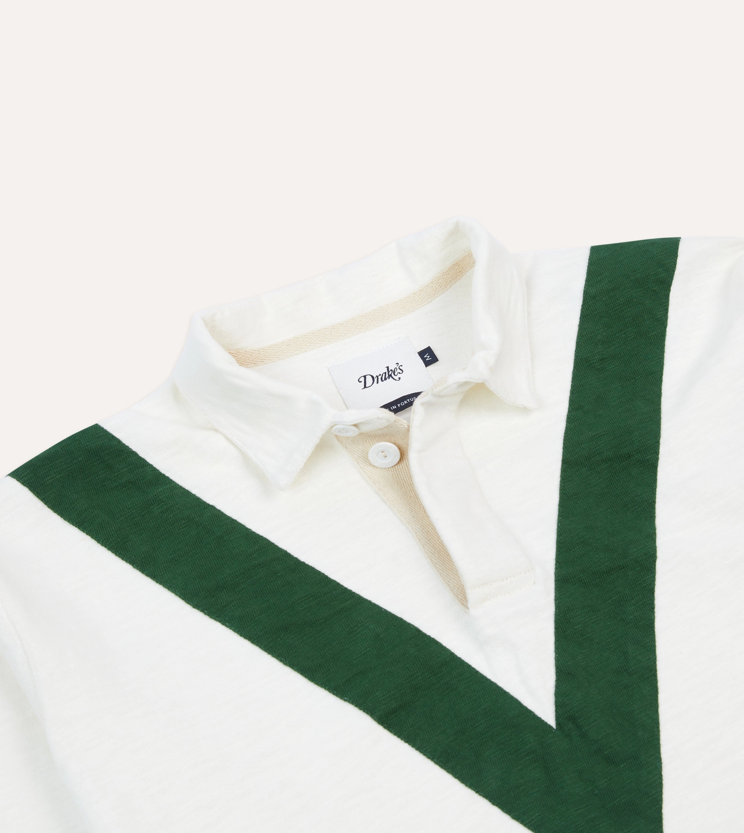 Ecru and Green Chevron Cotton Rugby Shirt Comfortable Wear