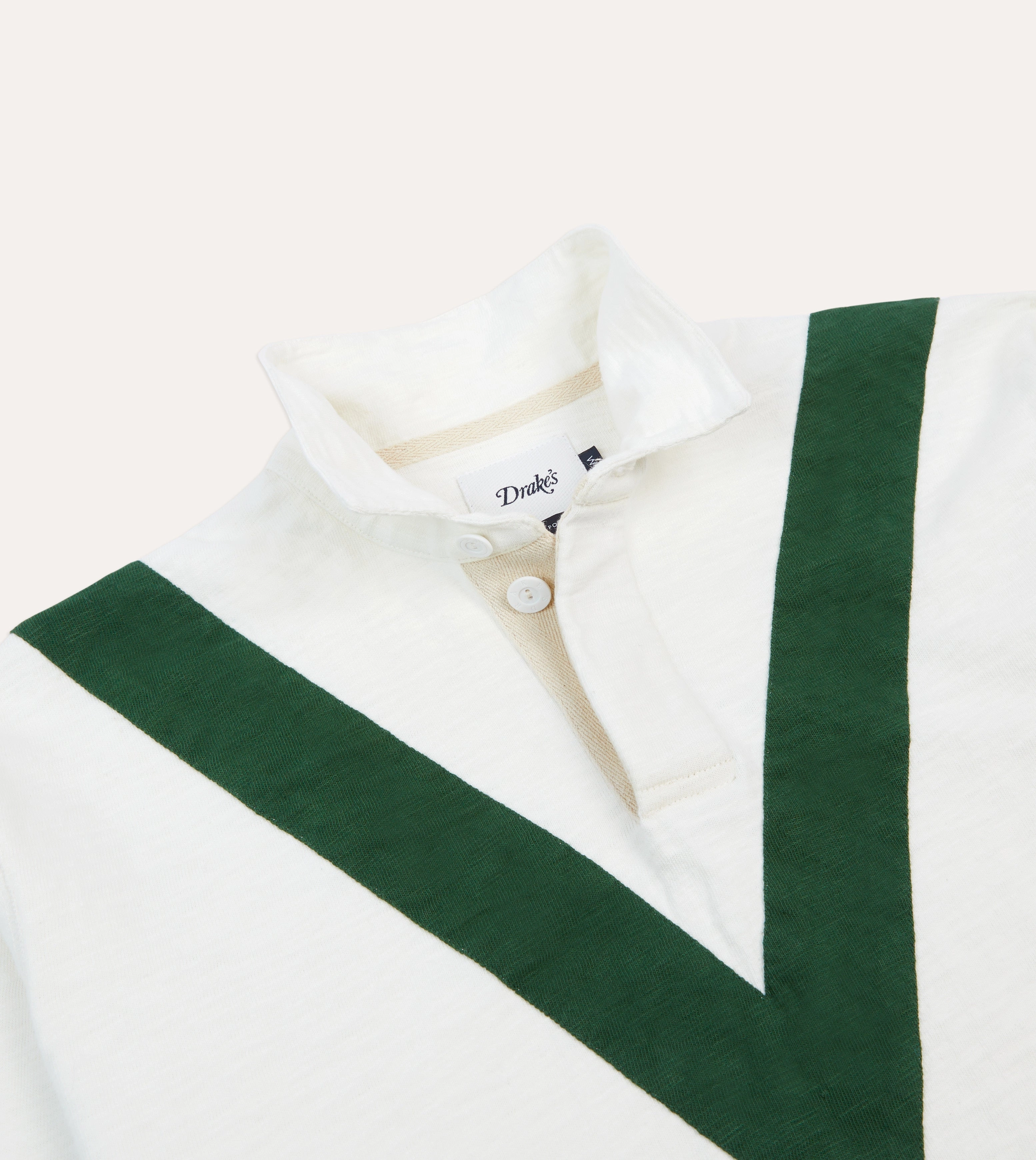 Unisex style Ecru and Green Chevron Cotton Rugby Shirt