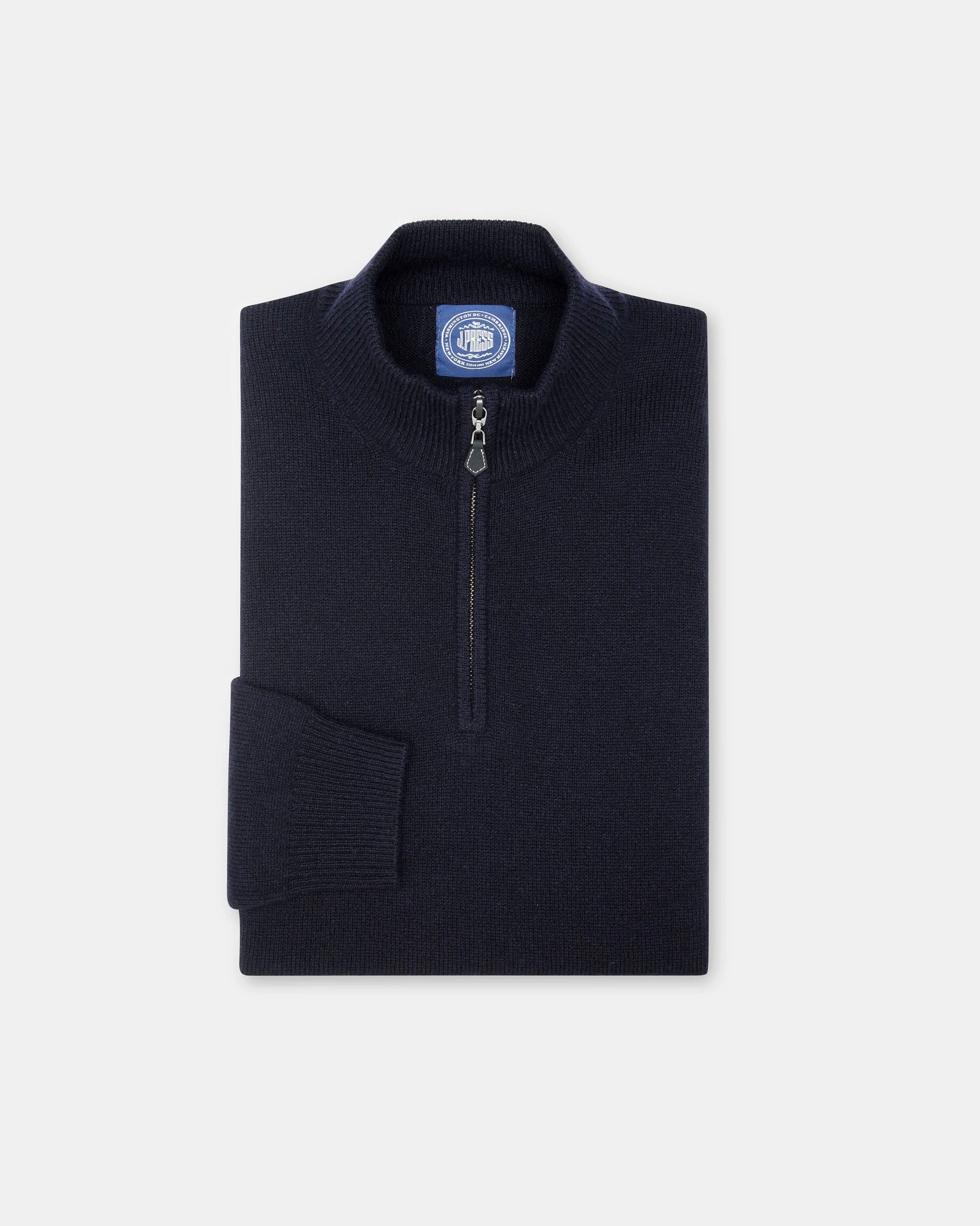 Navy Lambswool Quarter Zip-up Sweater Sophisticated Layers