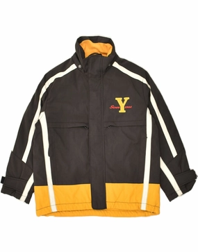 INVICTA Boys Windbreaker Jacket 7-8 Years Black Colourblock Polyester Hooded Wrinkle Resistant Material