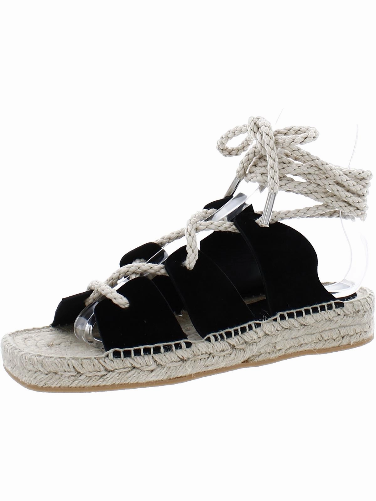 Lucy Womens Suede Ankle Tie Espadrilles Chic Profile
