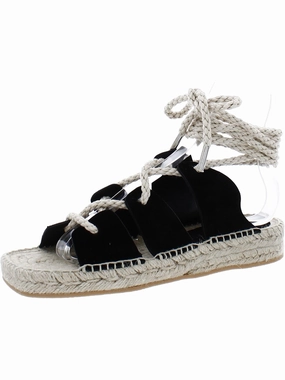 Fashion Edge Lucy Womens Suede Ankle Tie Espadrilles