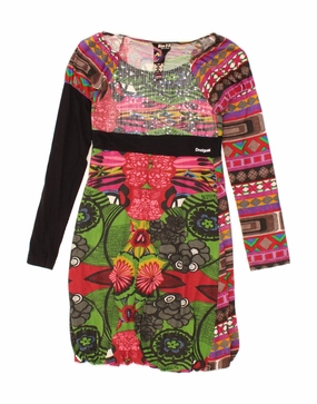 Piped-Edge DESIGUAL Girls Long Sleeve Sheath Dress 11-12 Years Multicoloured Floral