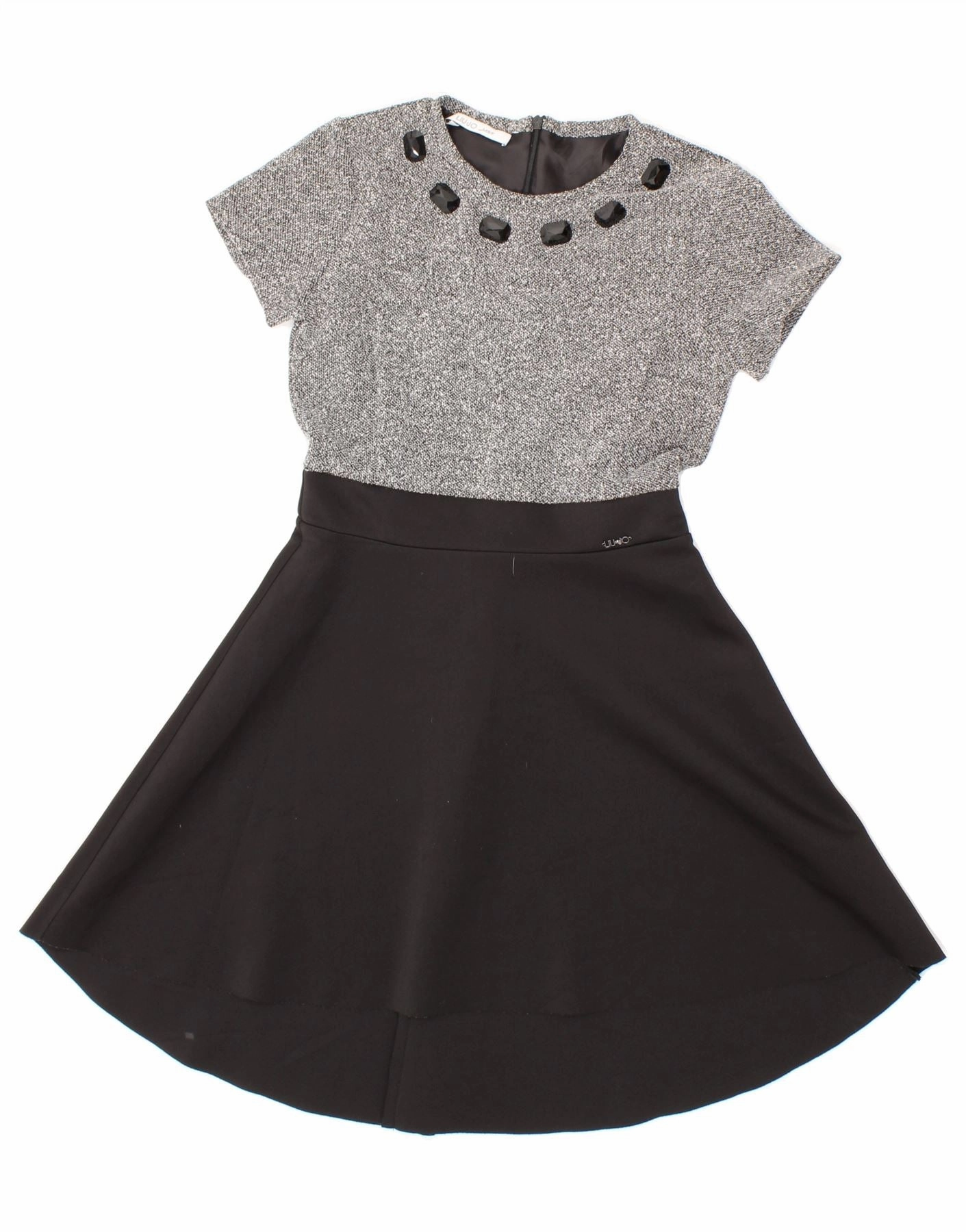 Elegant Comfort Floor-Length LIU JO Girls A-Line Dress 9-10 Years Grey Colourblock Polyester