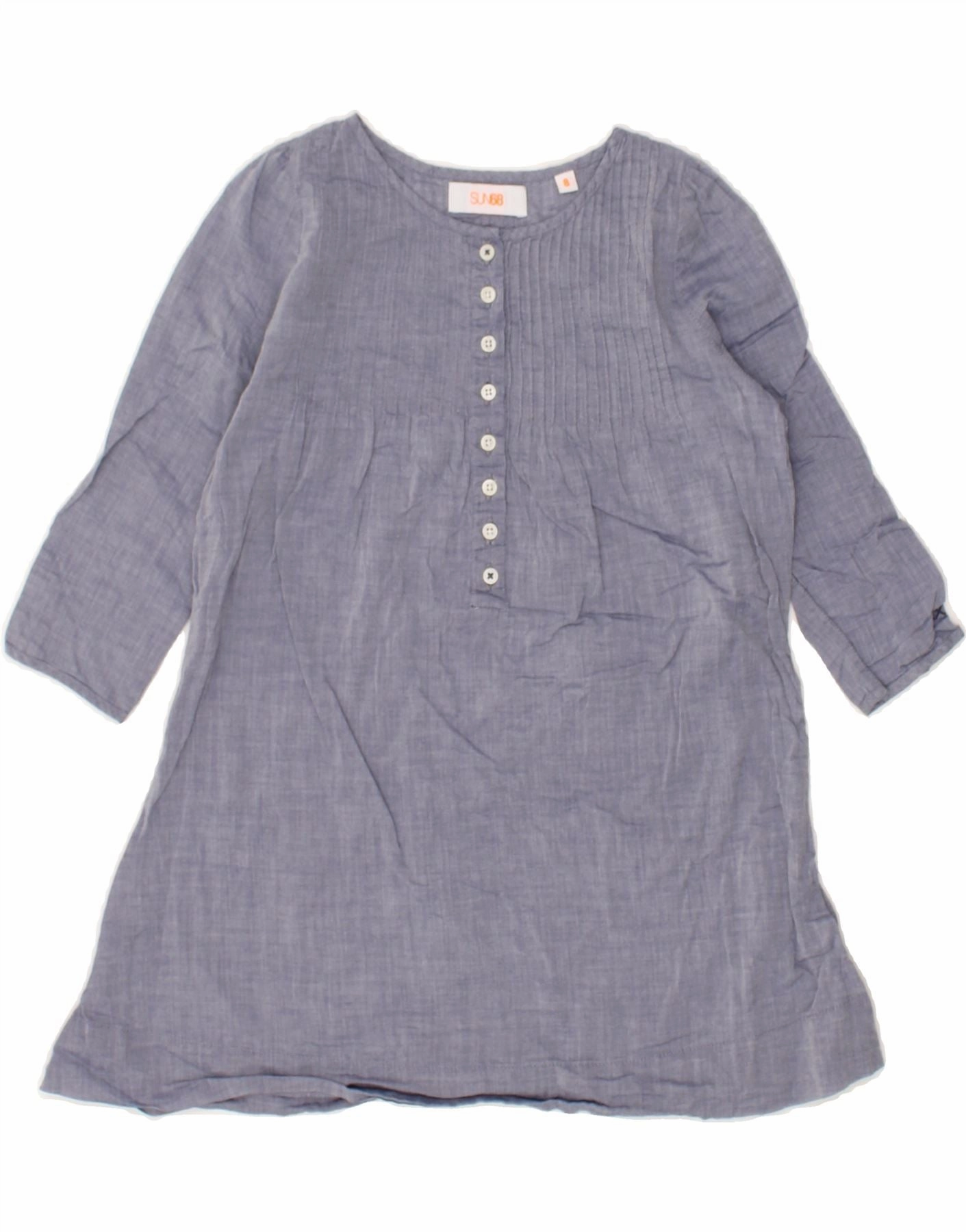 Stylish Look SUN68 Girls Basic Dress 7-8 Years Blue Cotton