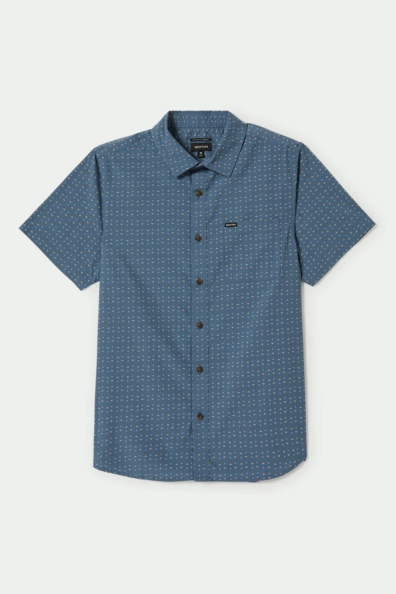 All-day Comfort Charter Print S/S Shirt - Azure Blue/Micro Floral