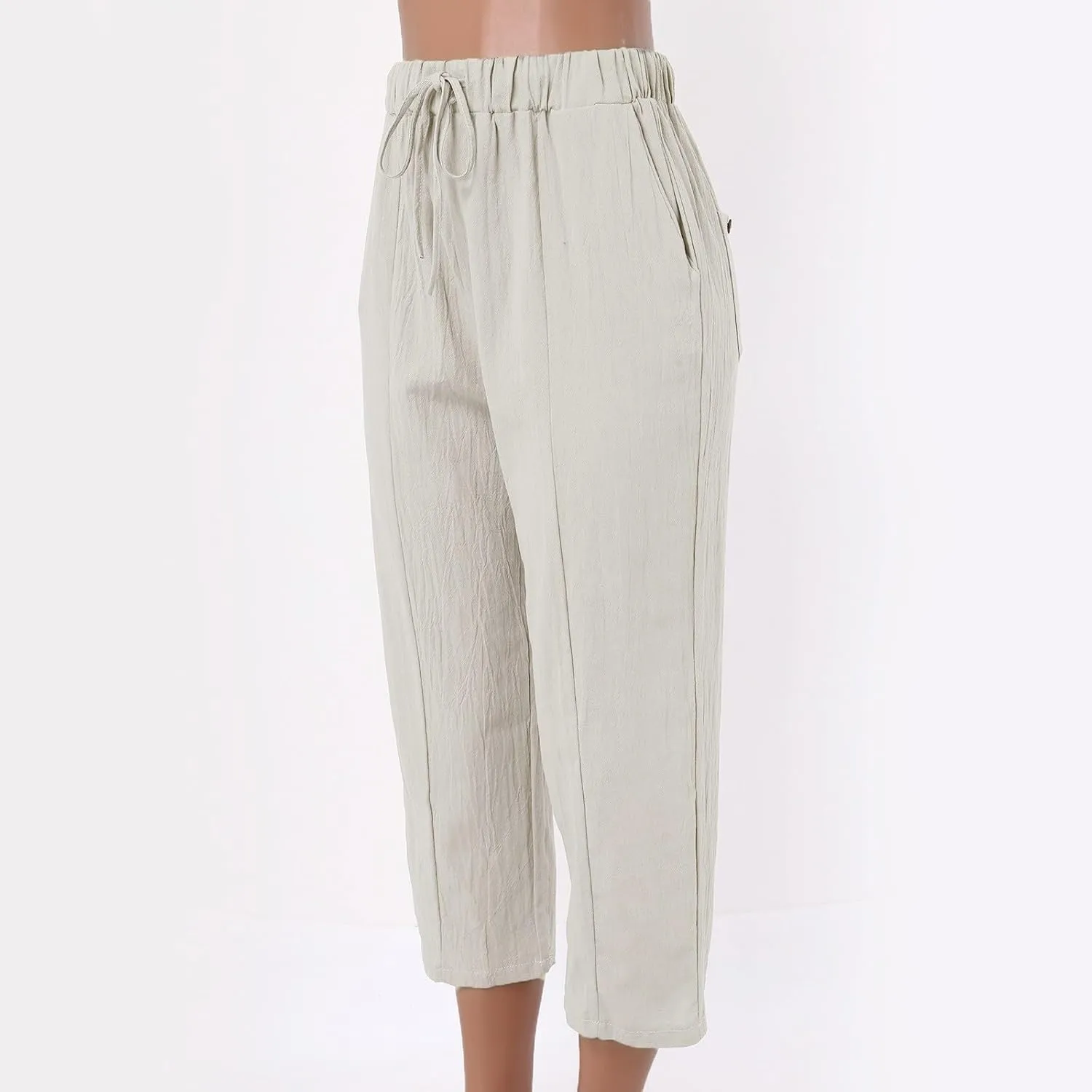LCMTWX Casual Pants for Women Straight Wide Leg Pants with Breasted Cotton Loose Casual Pants with Denim Capris for Women