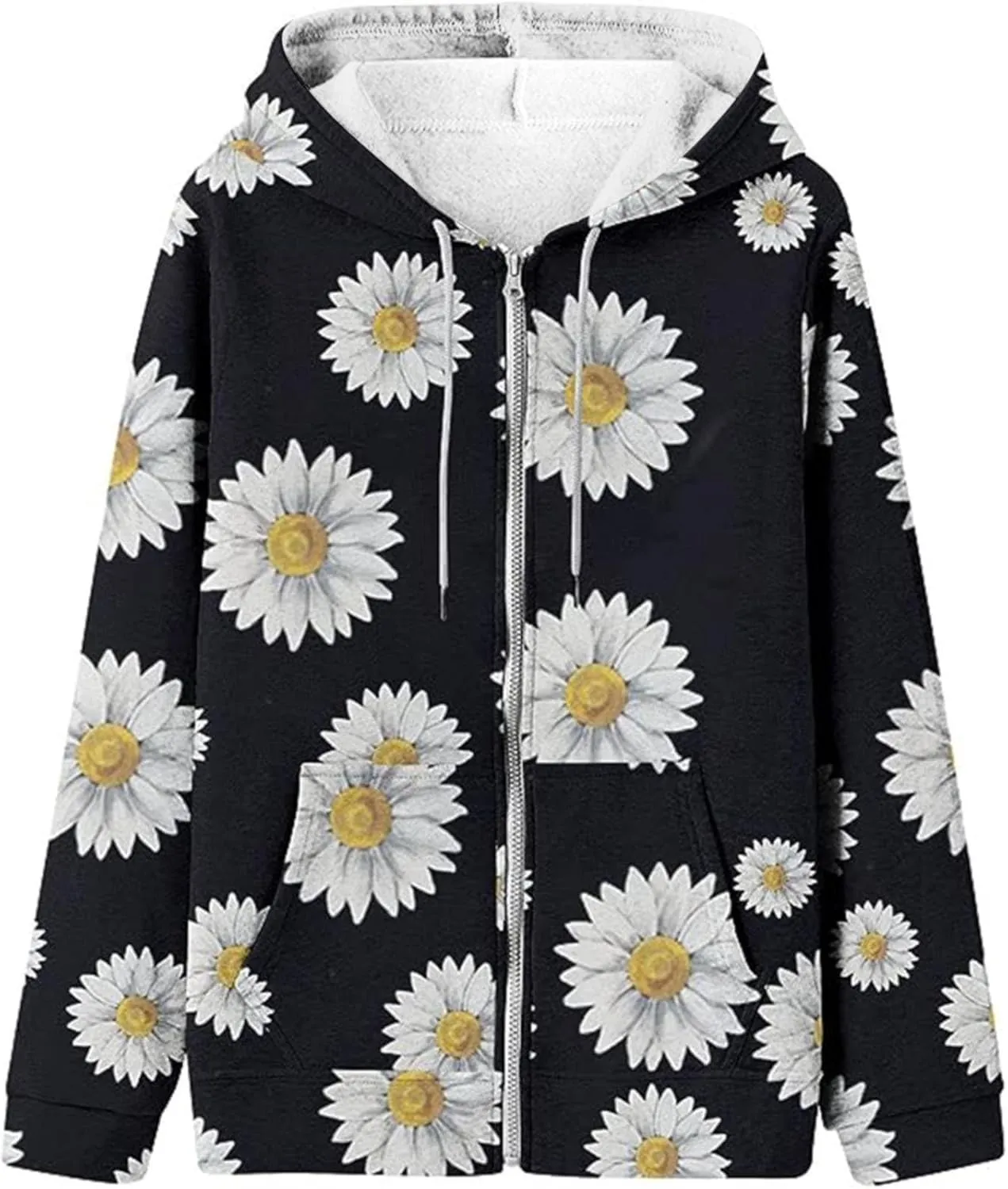 LCMTWX Fashion Autumn Butterfly Gradient Print Casual Pockets Long Sleeve Jacket Cute Drawstring Hoodie Zipper Women's