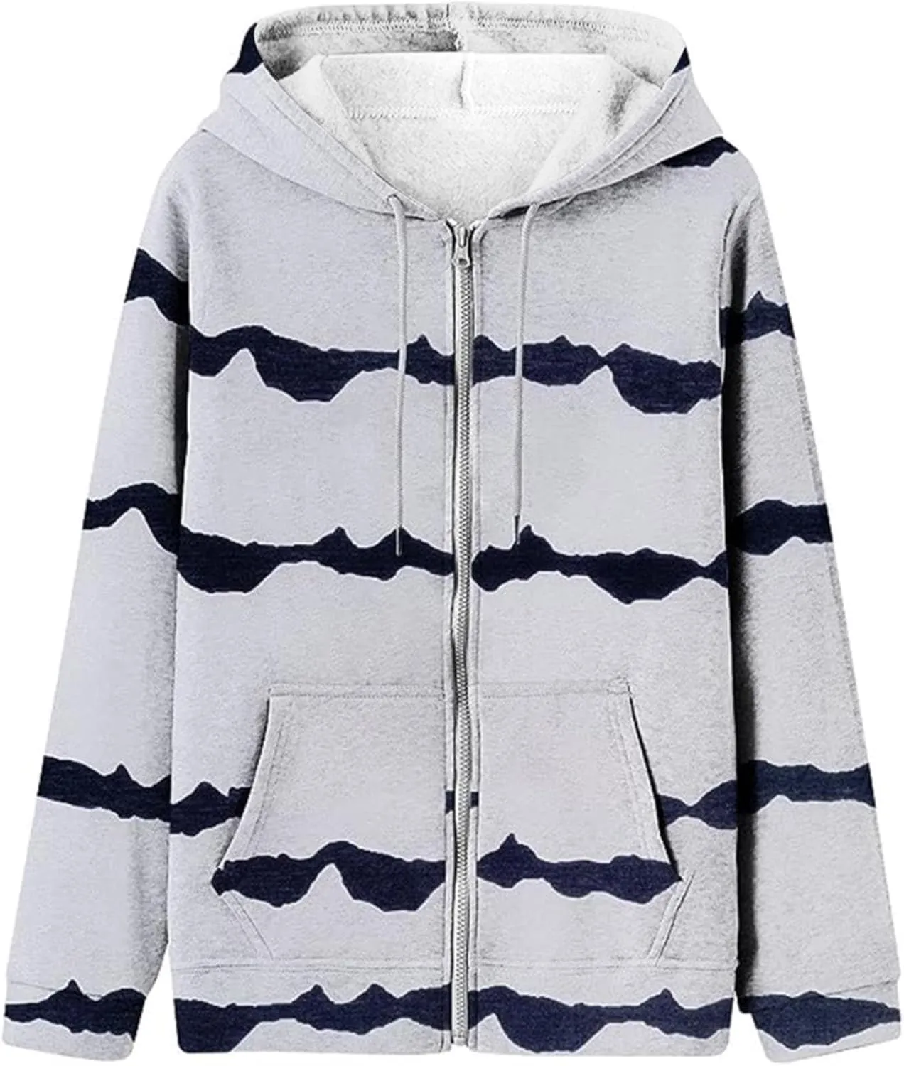 LCMTWX Fashion Autumn Butterfly Gradient Print Casual Pockets Long Sleeve Jacket Cute Drawstring Hoodie Zipper Women's