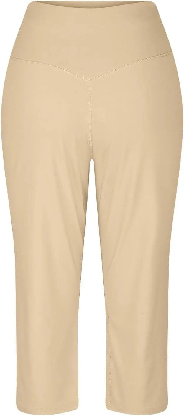 LCMTWX Women Pants with Pockets for Women Casual Stretch High Waisted Yoga Leggings Comfy Wide Leg Pants Plus Size Leggings