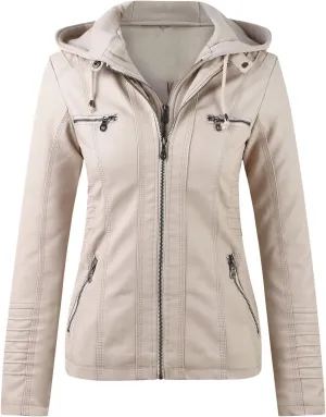 LCMTWX Womens Faux Leather Long Sleeve Jackets Collar Long Sleeve Outwear Cool Slim Jacket Coat for Plus Size Moto Biker