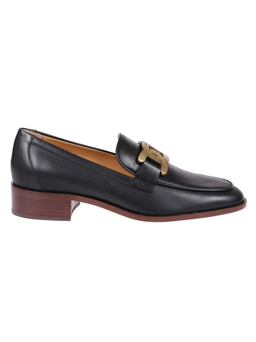 Leather Loafers With Gold-Tone Buckle Local Walk Style Essential