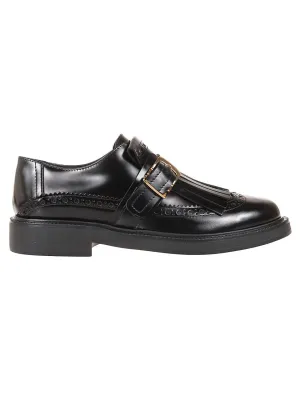 Timeless Leather Shoes Comfortable Slip-on Style Leather Moccasins With Decorative Fringe And Buckle Strap