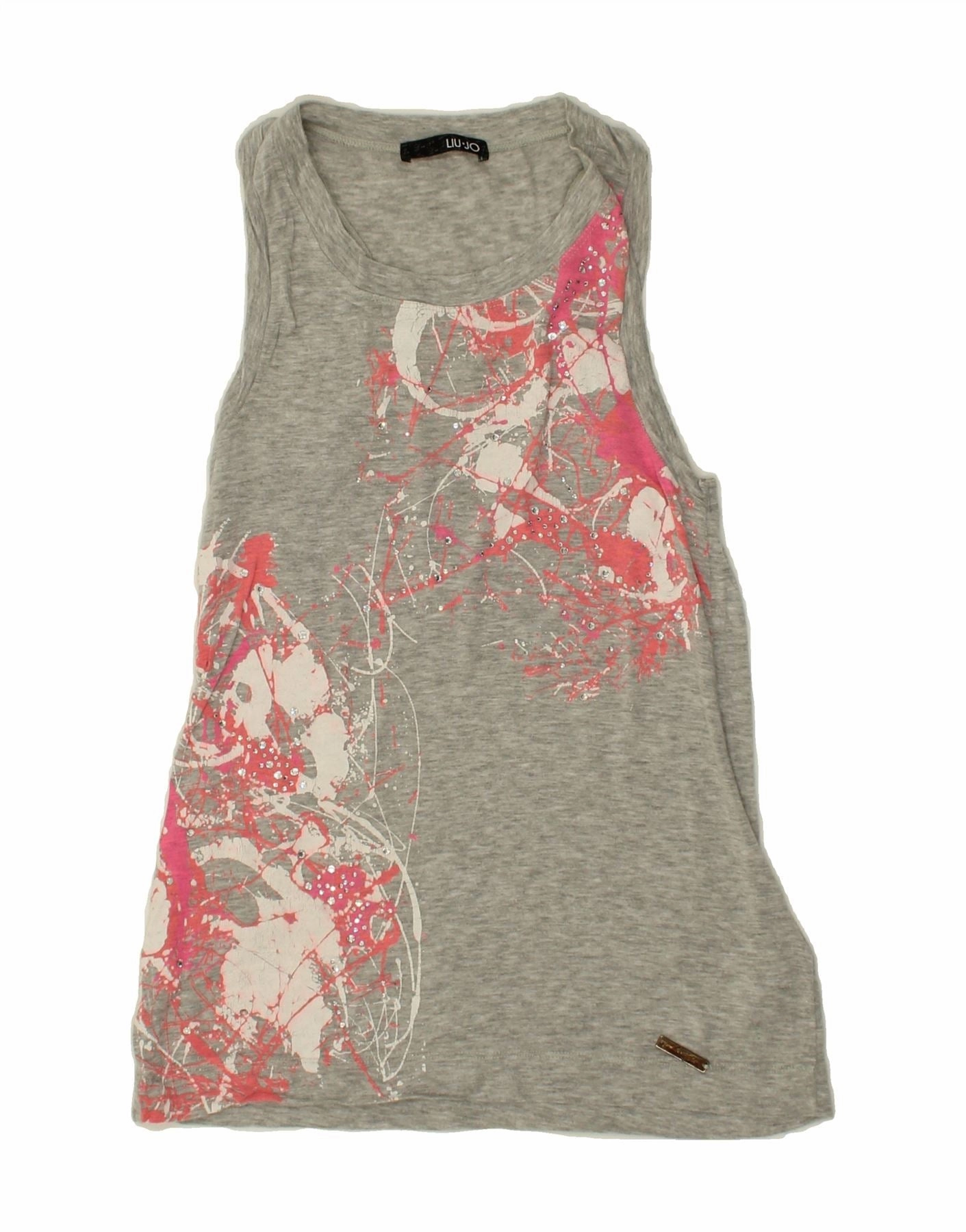 LIU JO Girls Sleeveless A-Line Dress 11-12 Years Large Grey Viscose Art Soul