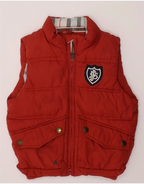 JOULES Boys Padded Gilet 4-5 Years Red Polyester Exhibit
