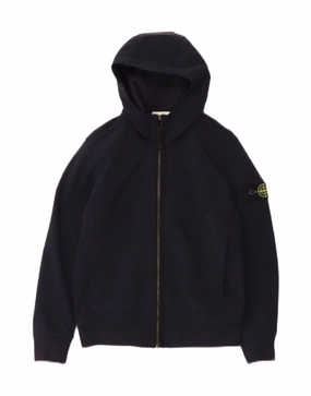 STONE ISLAND Boys Hooded Windbreaker Jacket 9-10 Years Navy Blue Polyester Relaxed Fit Express