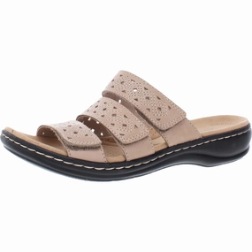 Leisa Spice Womens Leather Slip On Wedge Sandals Edgy Vibe Stacked Edge