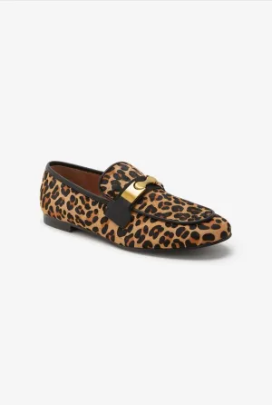 Leopard/leather Moccasin Simple Slip-on Design