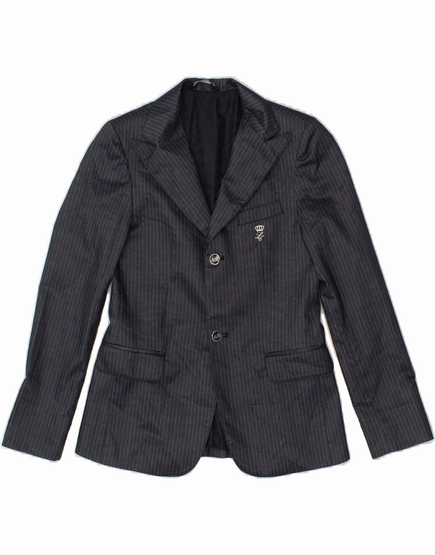LES COPAINS Boys 2 Button Blazer Jacket 10-11 Years Navy Blue Striped Listen