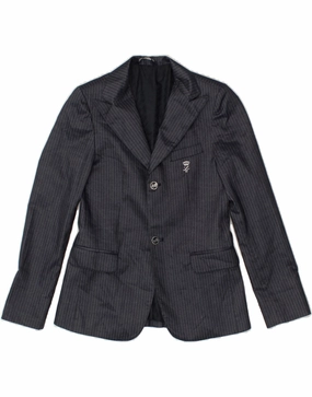 LES COPAINS Boys 2 Button Blazer Jacket 10-11 Years Navy Blue Striped Listen