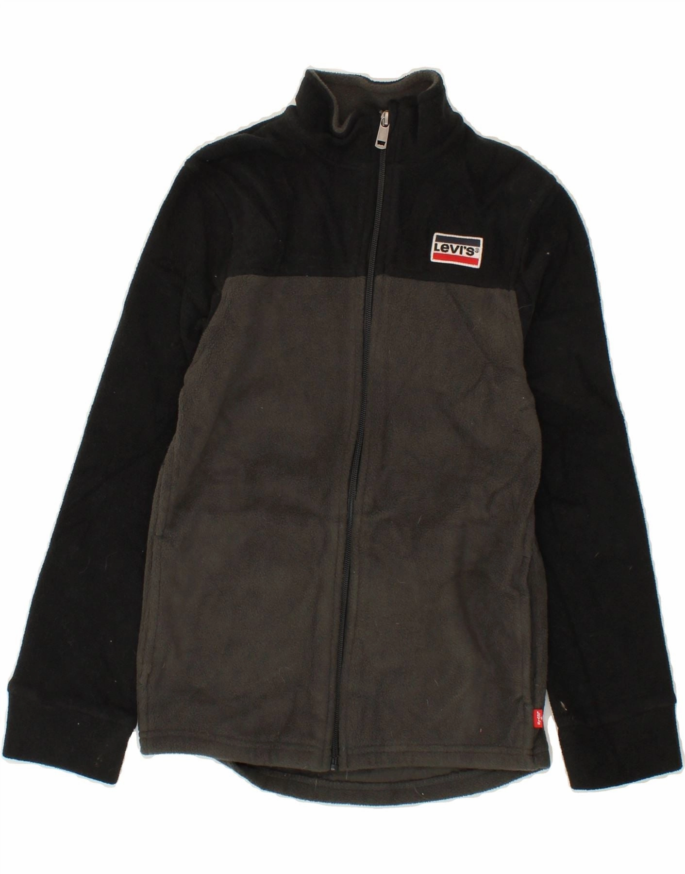 LEVI'S Boys Fleece Jacket 10-11 Years Medium Black Colourblock Polyester leggings Zippered Vents