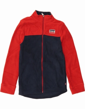 QuiltedPattern Clean Finish LEVI'S Boys Fleece Jacket 10-11 Years Medium Navy Blue Colourblock