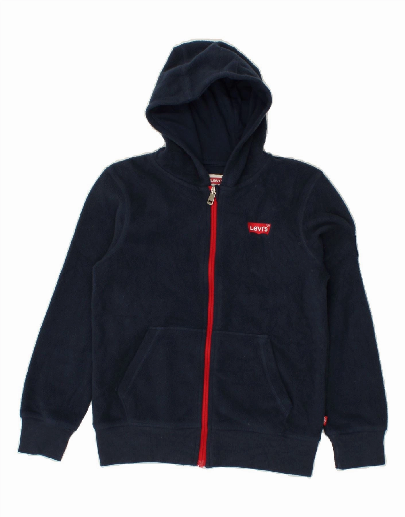 LEVI'S Boys Hooded Fleece Jacket 9-10 Years Navy Blue Conquer