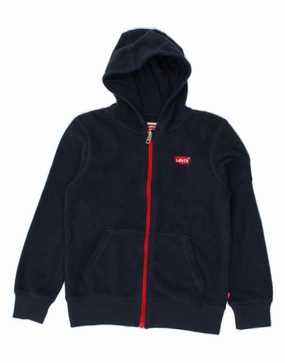LEVI'S Boys Hooded Fleece Jacket 9-10 Years Navy Blue Conquer