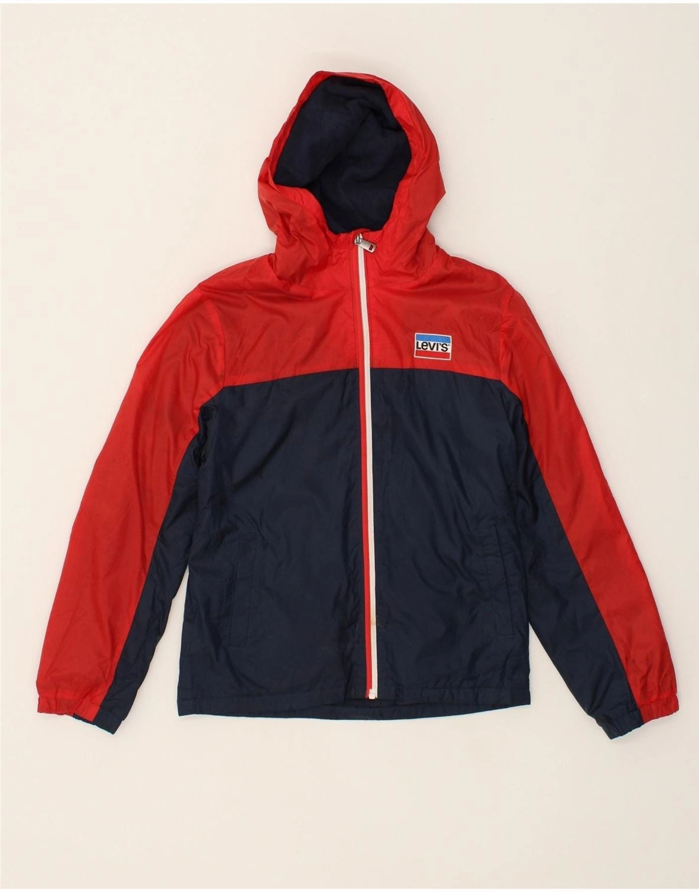 Casual Outdoor Layer Ergonomic Shoulder Panels LEVI'S Boys Hooded Windbreaker Jacket 11-12 Years Navy Blue Colourblock