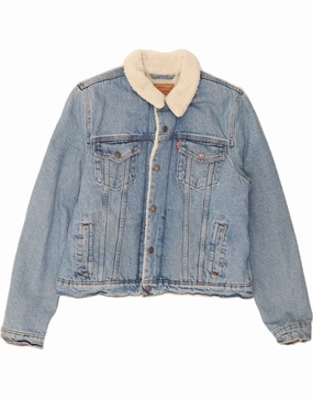 DualZipper LEVI'S Boys Sherpa Denim Jacket 13-14 Years XL Blue Cotton