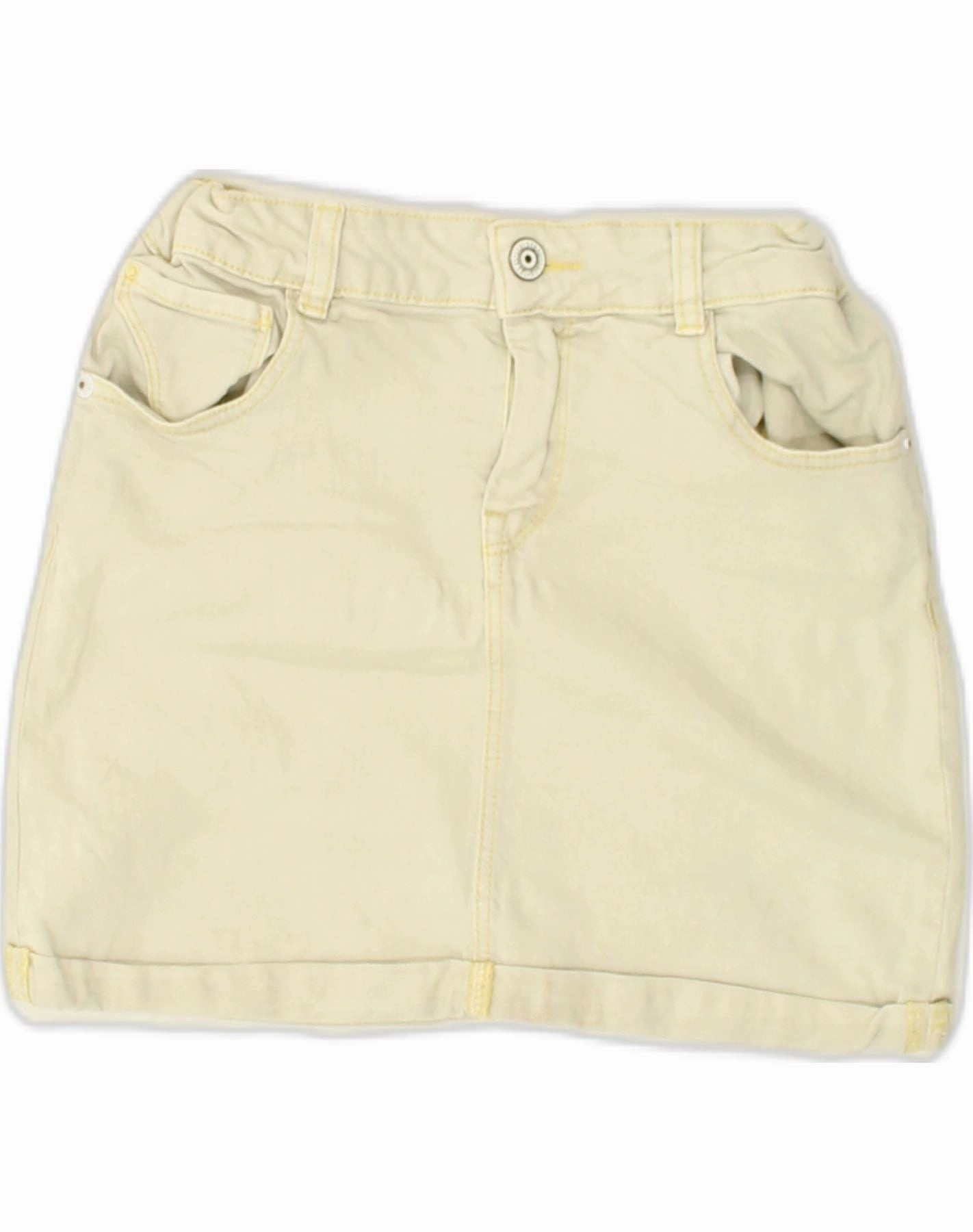 LEVI'S Girls Denim Skirt 11-12 Years W22 Off White Cotton Subtle Detail