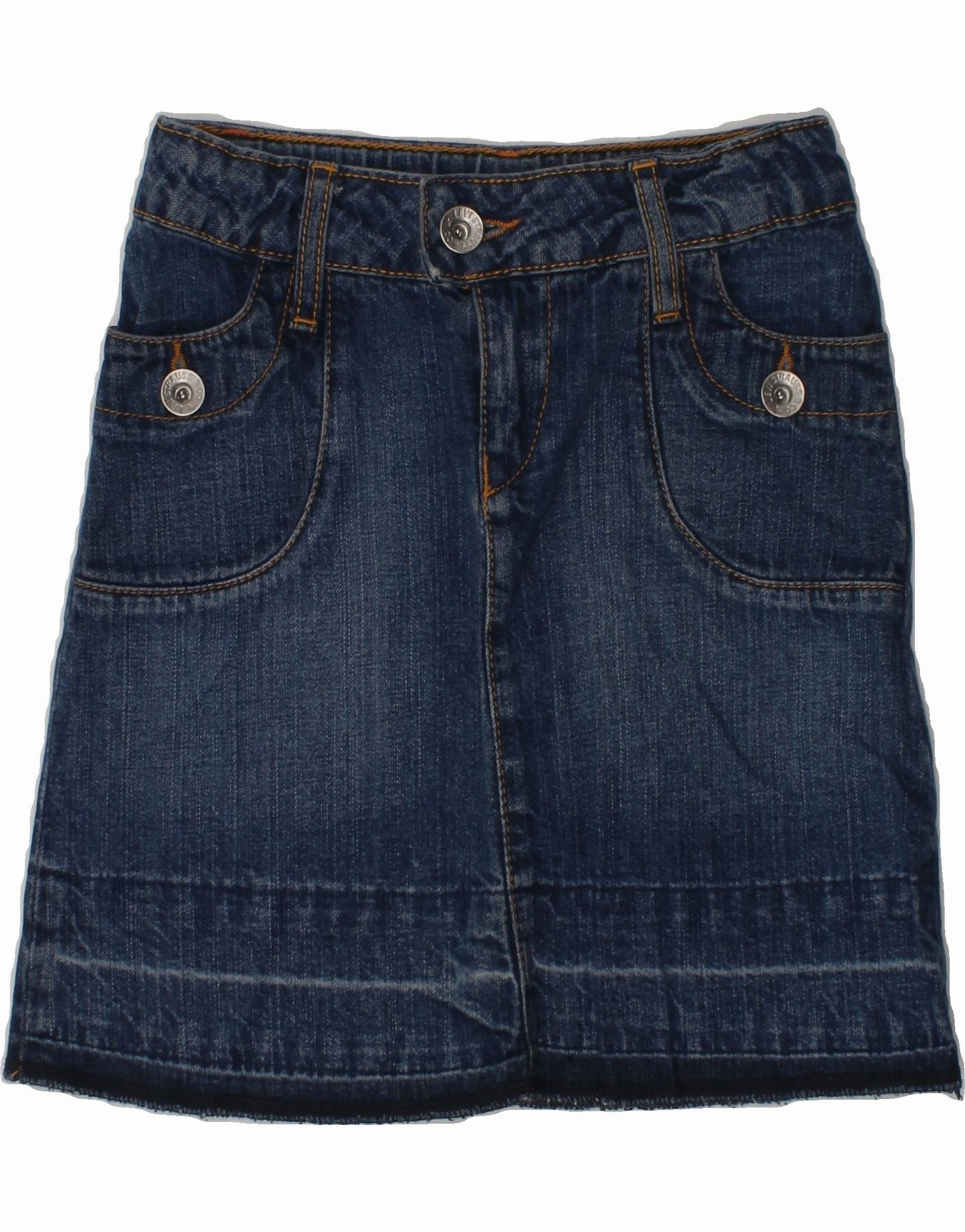 LEVI'S Girls Denim Skirt 3-4 Years W20 Navy Blue Cotton Bohemian-Style