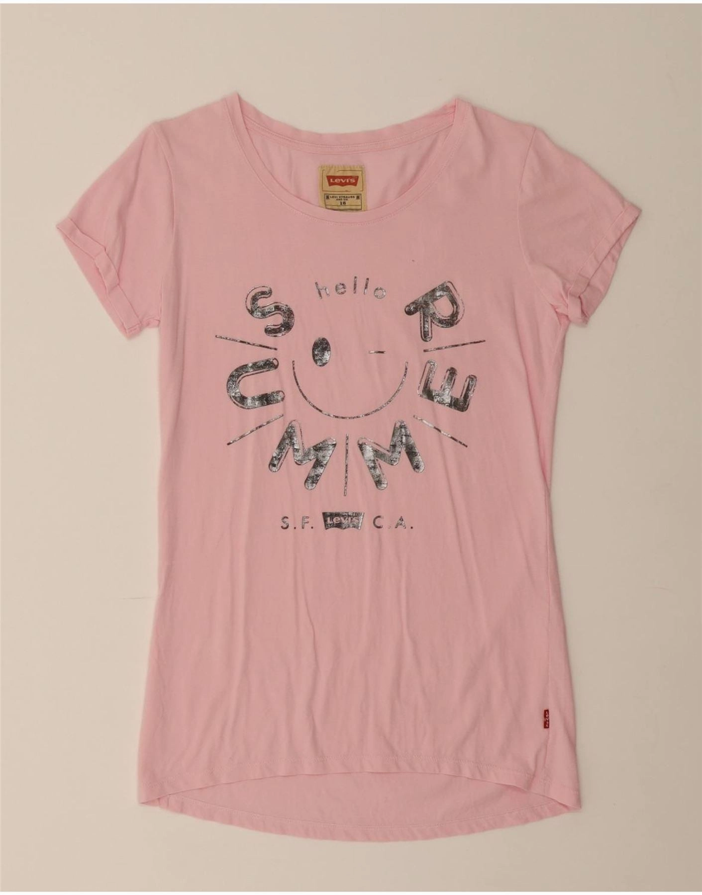 Statement Mood LEVI'S Girls Graphic T-Shirt Dress 15-16 Years Pink