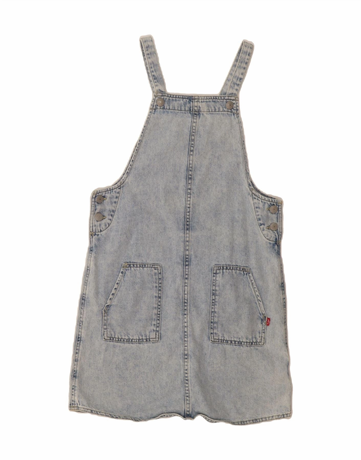 Cool Season Layered Movement LEVI'S Girls Sleeveless Denim Dungaree Dress 11-12 Years Blue Cotton