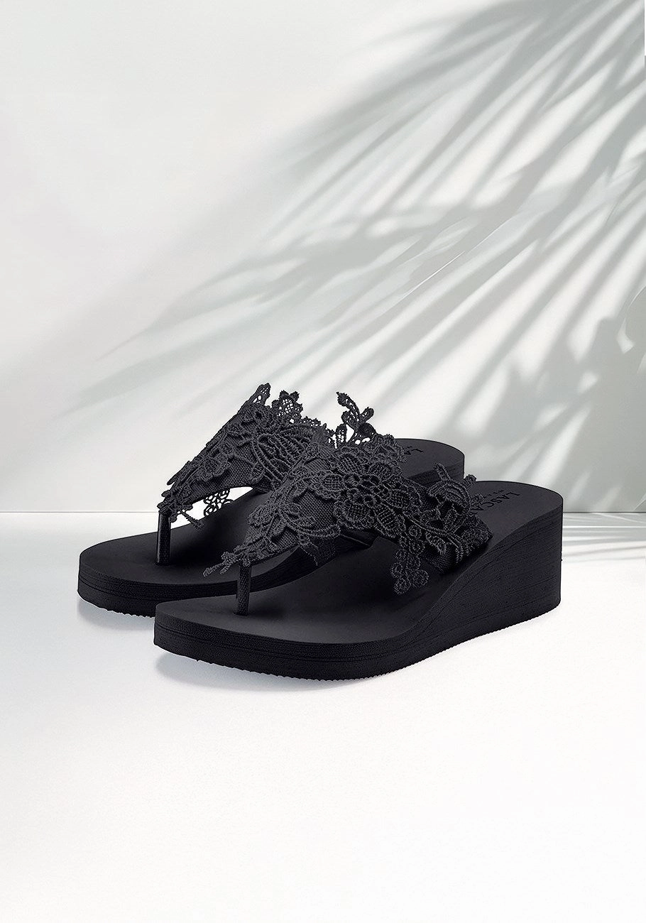 Street Grip Supportive Flex LASCANA Women's Lace Detail Wedge Sandals