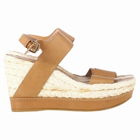 Stuart Weitzman Raffia Wedge Sandals in Brown Leather Brand Edge Fashion Forward